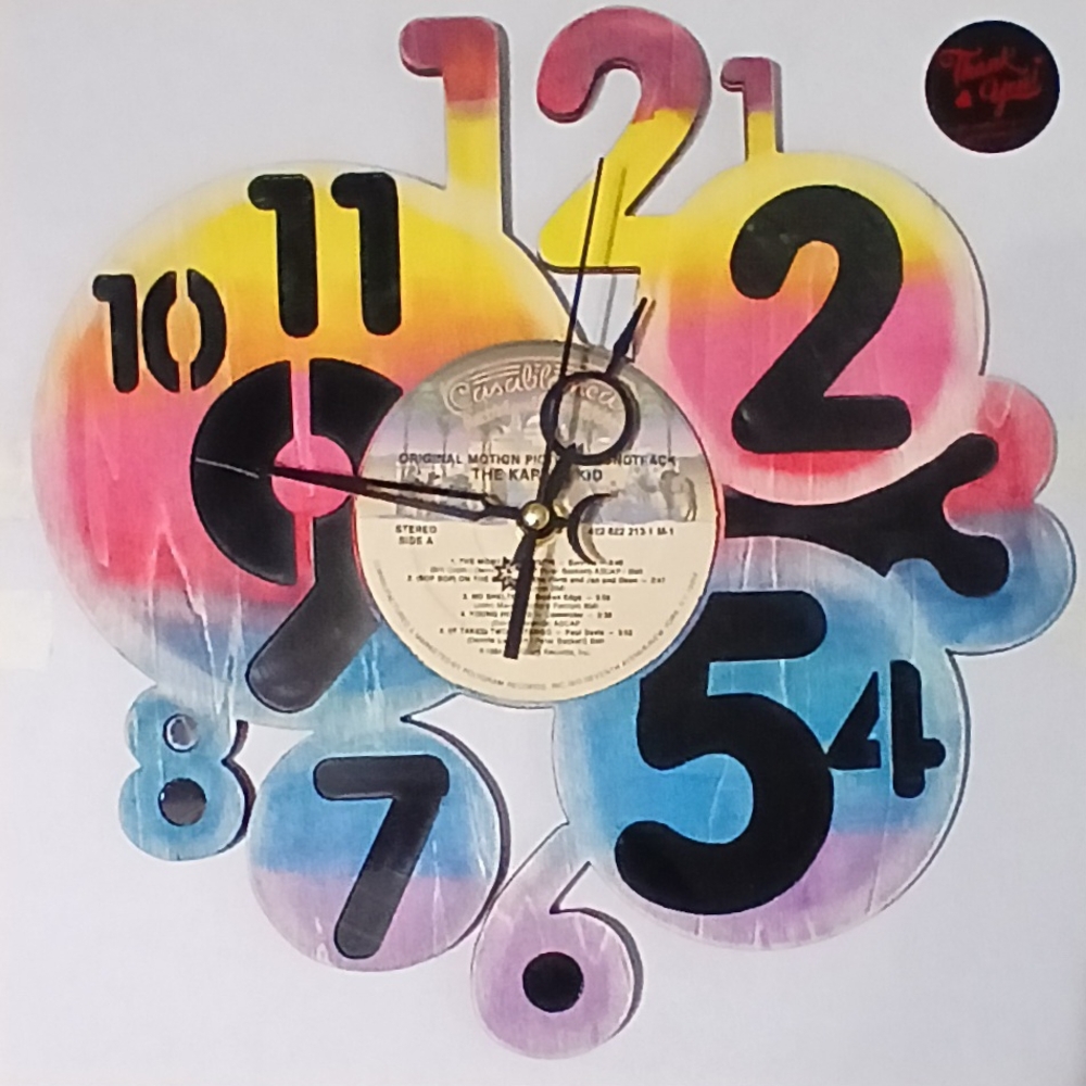 Vinyl Record and Wood Colorful Wall Clock